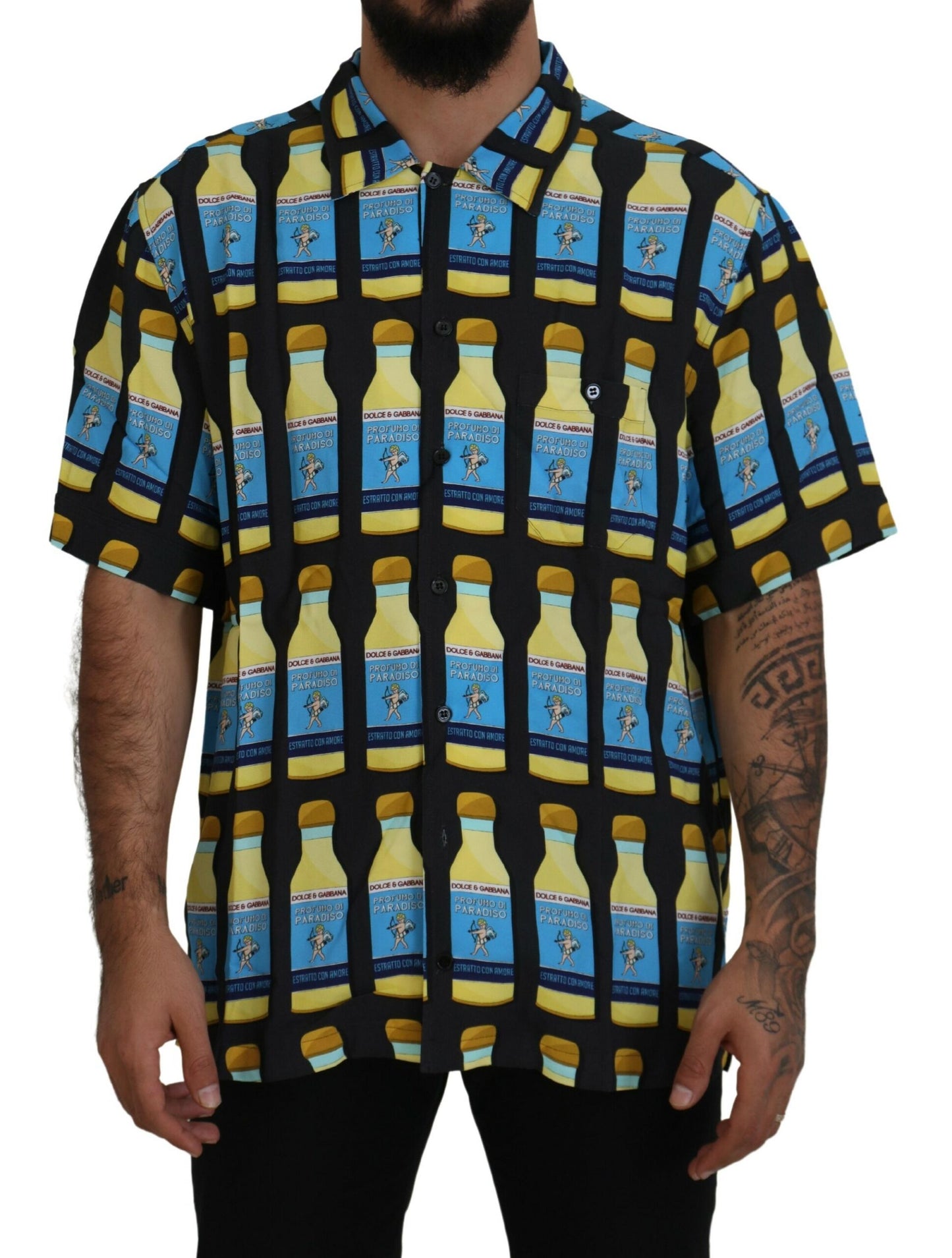 Dolce & Gabbana Multifarver Printed Viscose Casual Shirt