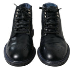 Dolce & Gabbana Navy Blå Læder Ankle Boots-Modeoutlet