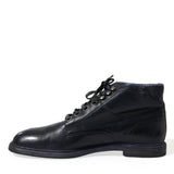 Dolce & Gabbana Navy Blå Læder Ankle Boots-Modeoutlet