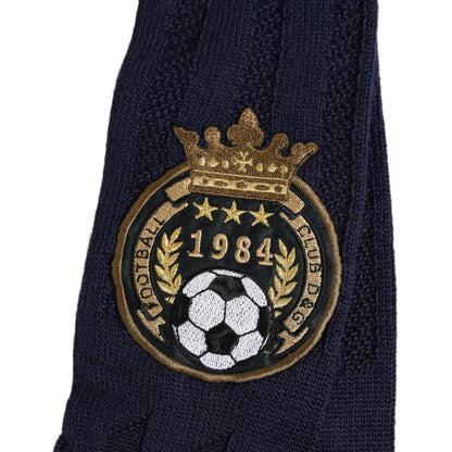 Dolce & Gabbana Navy Blue Wool Crest Logo Knee High Accessory Socks