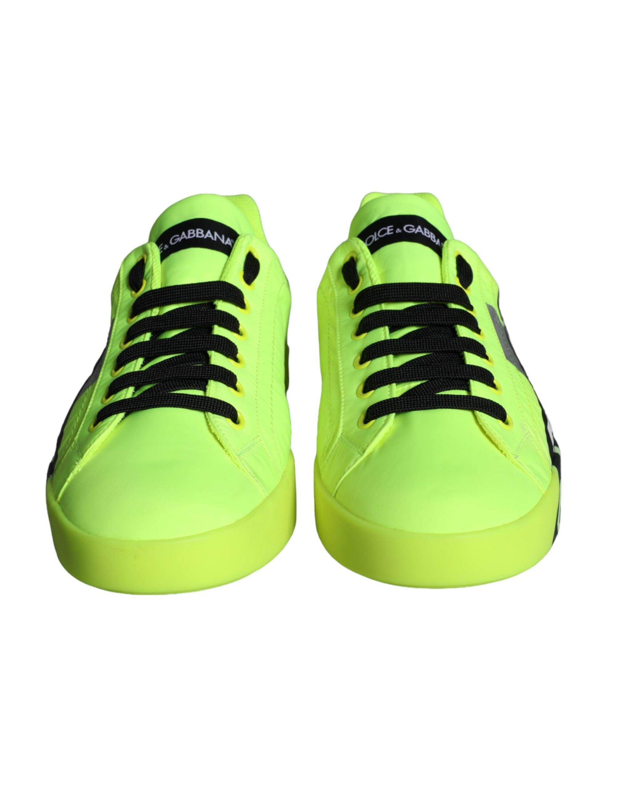 Dolce & Gabbana Neon Green Logo Tape Low Top Sneakers Shoes-Modeoutlet