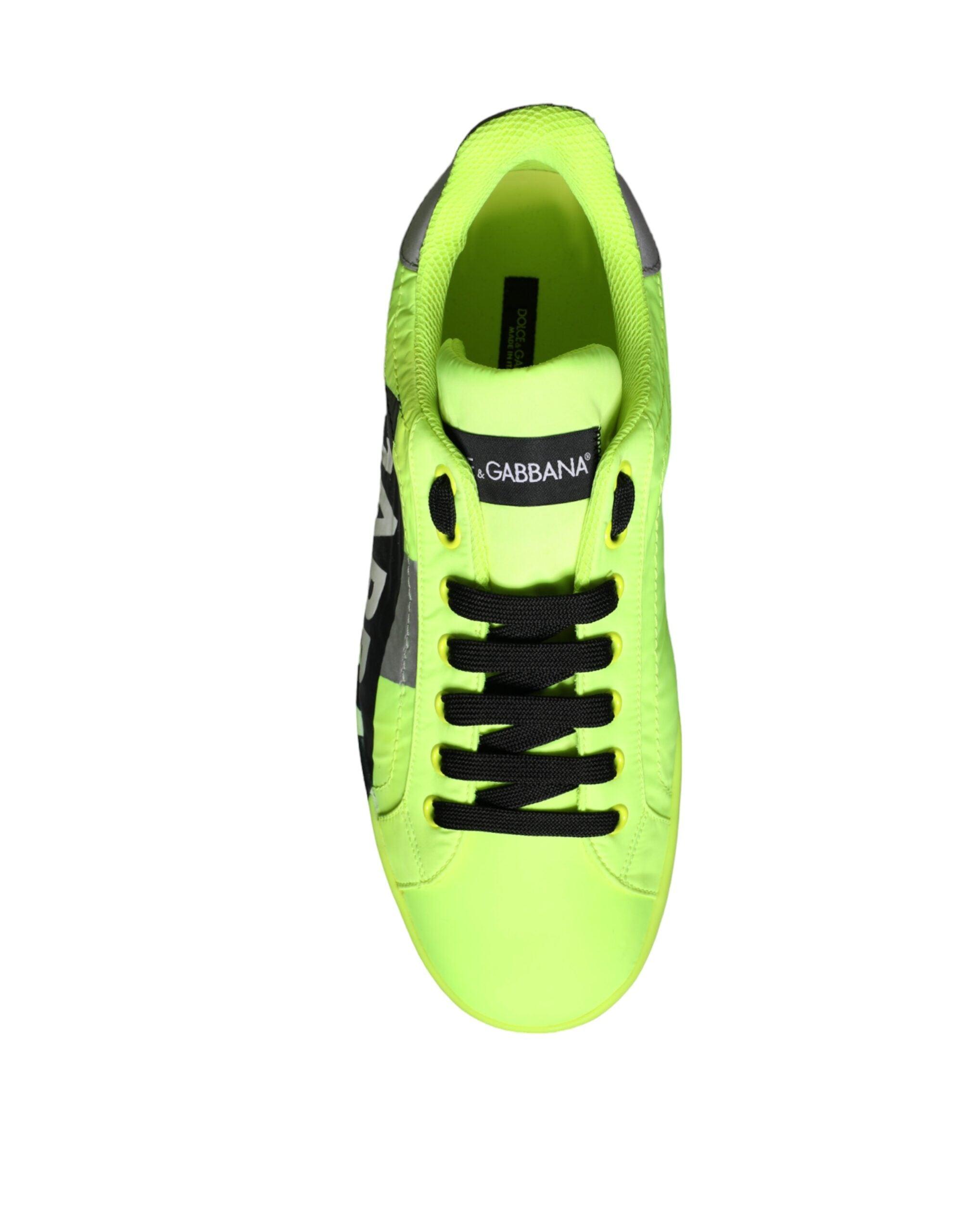 Dolce & Gabbana Neon Green Logo Tape Low Top Sneakers Shoes-Modeoutlet