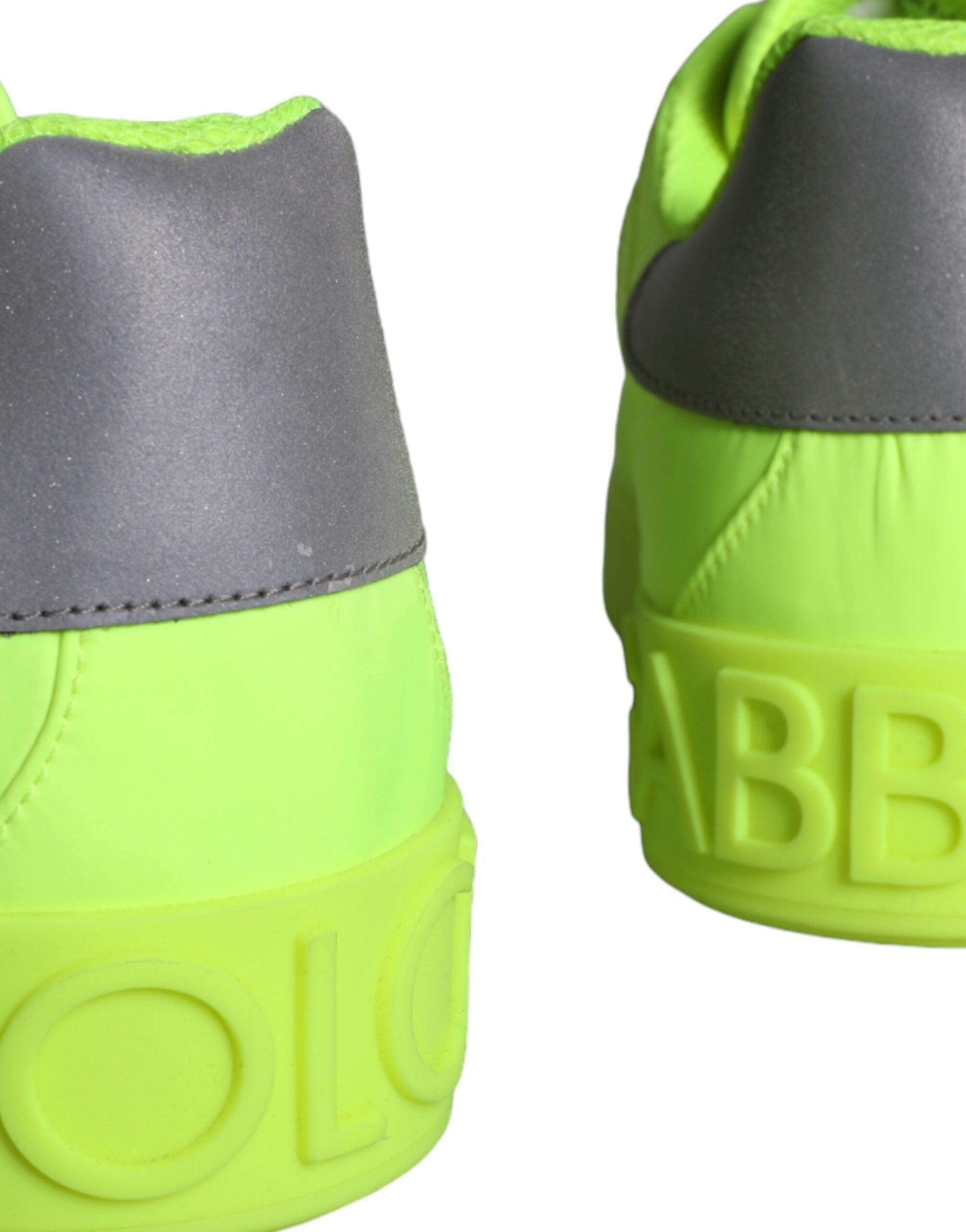Dolce & Gabbana Neon Green Logo Tape Low Top Sneakers Shoes-Modeoutlet