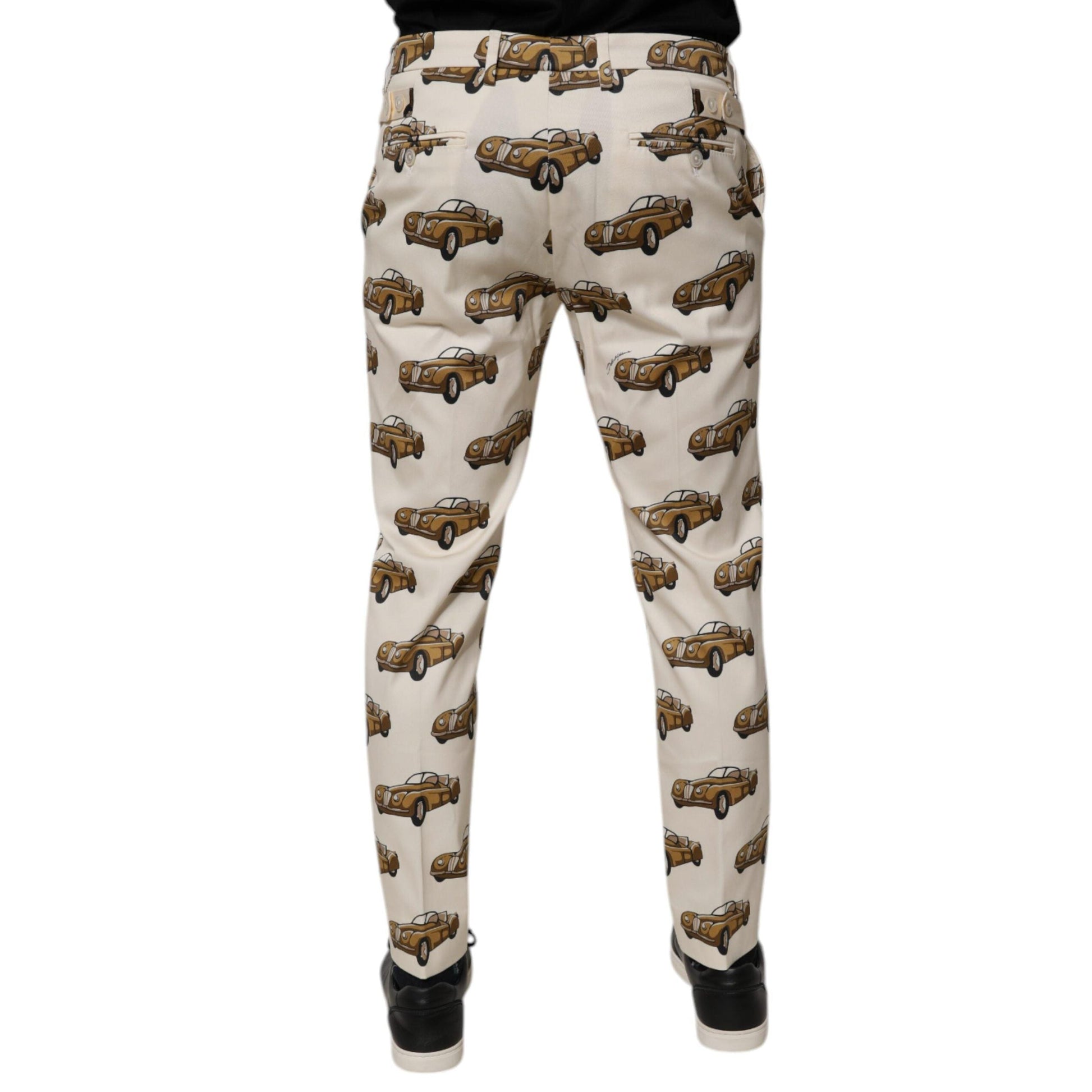 Dolce & Gabbana Off White Cars Cotton Skinny Men Denim Jeans