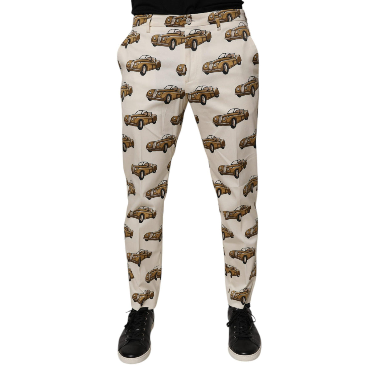 Dolce & Gabbana Off White Cars Cotton Skinny Men Denim Jeans