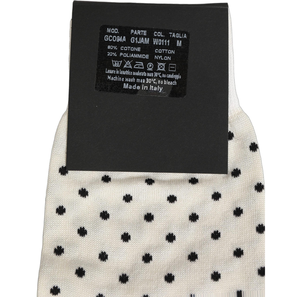 Dolce & Gabbana Off White Cotton Polka Dot Mid Calf Accessory Socks