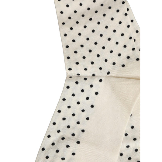 Dolce & Gabbana Off White Cotton Polka Dot Mid Calf Accessory Socks