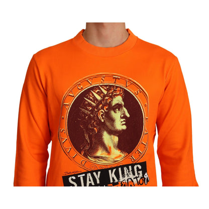 Dolce & Gabbana Orange King Ceasar Cotton Pullover Sweater
