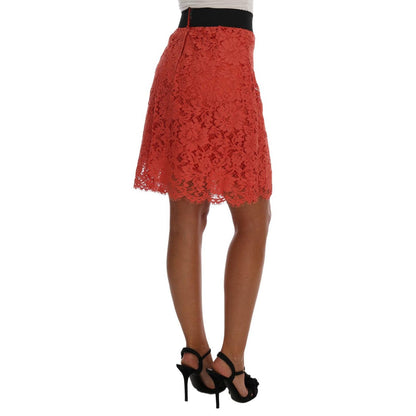 Dolce & Gabbana Orange Macramé Lace Pencil Skirt