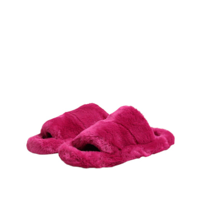 Dolce & Gabbana Pink Acrylic Faux Fur Mens Flats Sandals Shoes