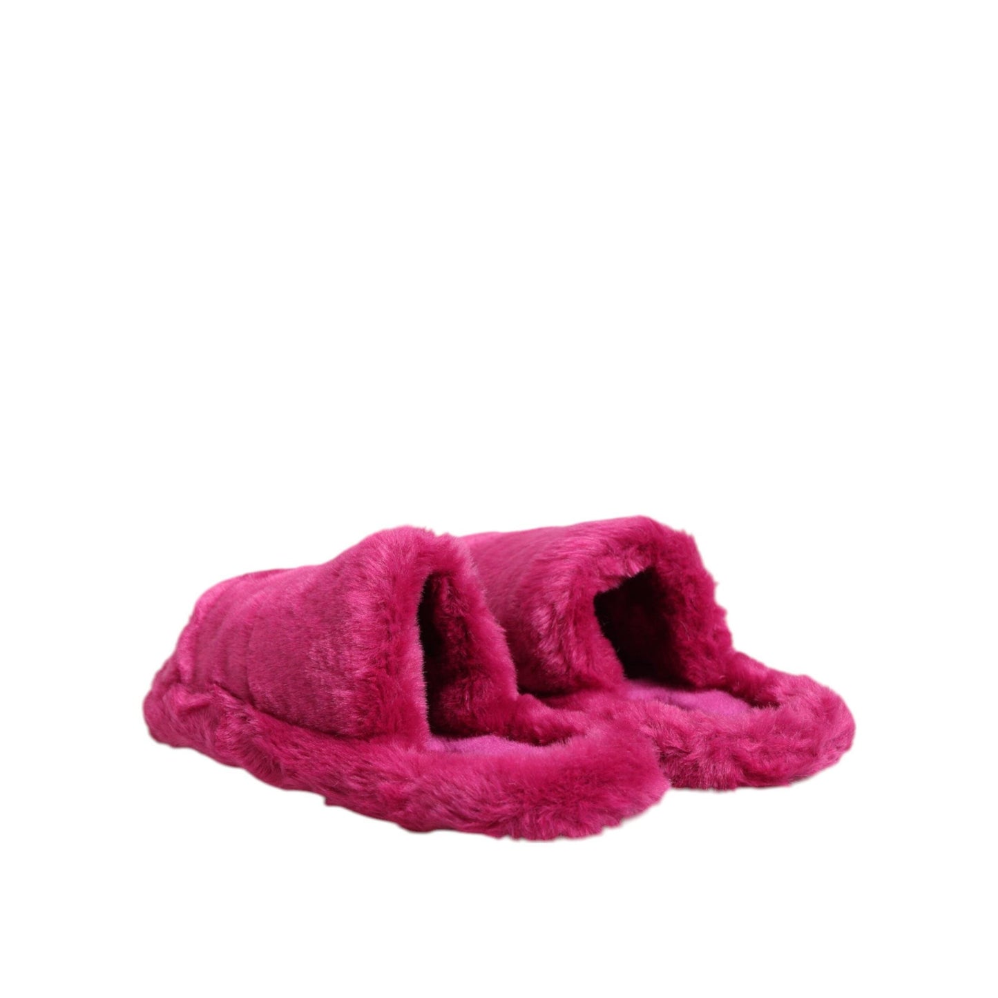 Dolce & Gabbana Pink Acrylic Faux Fur Mens Flats Sandals Shoes