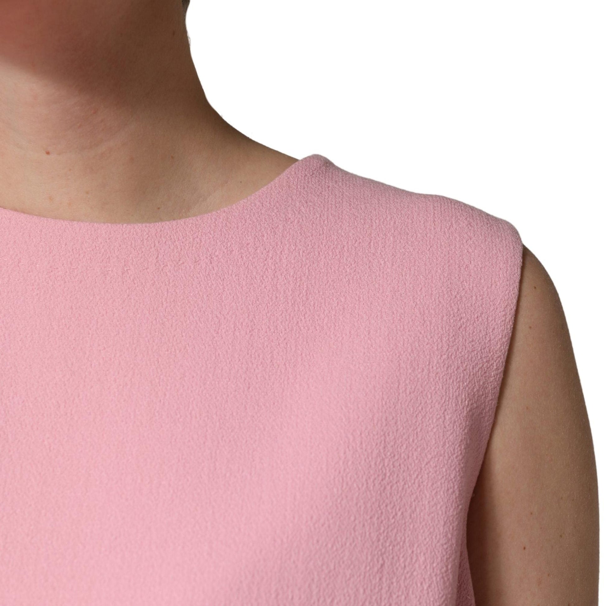 Dolce & Gabbana Pink Blue Wool Sleeveless Shift Mini Dress
