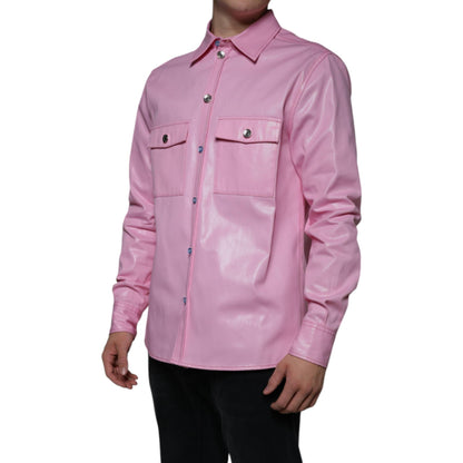 Dolce & Gabbana Pink Cotton Collared Button Down Shirt
