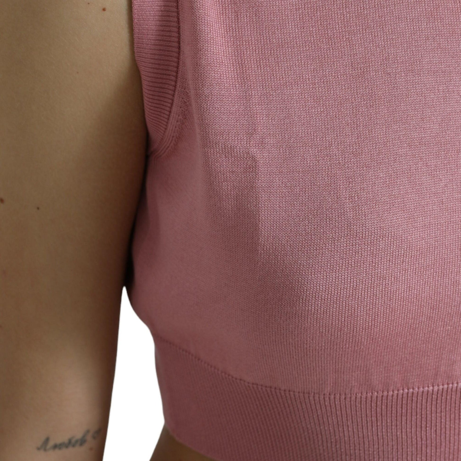 Dolce & Gabbana Pink Crew Neck Cropped Sleeveless Tank Top