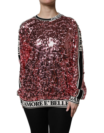 Dolce & Gabbana Pink DG Queen Sequin Pullover Sweater