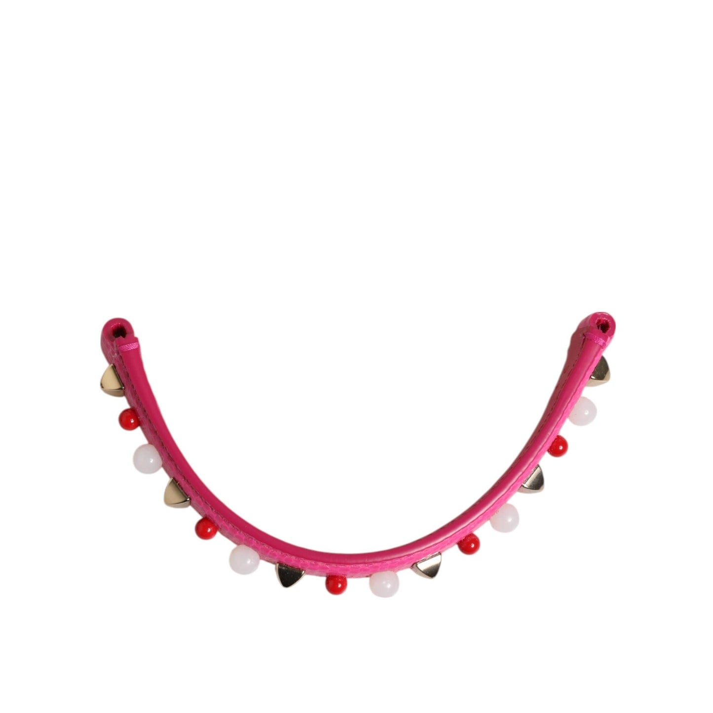 Dolce & Gabbana Pink Embellished Leather Bag Handle Women Shoulder Strap