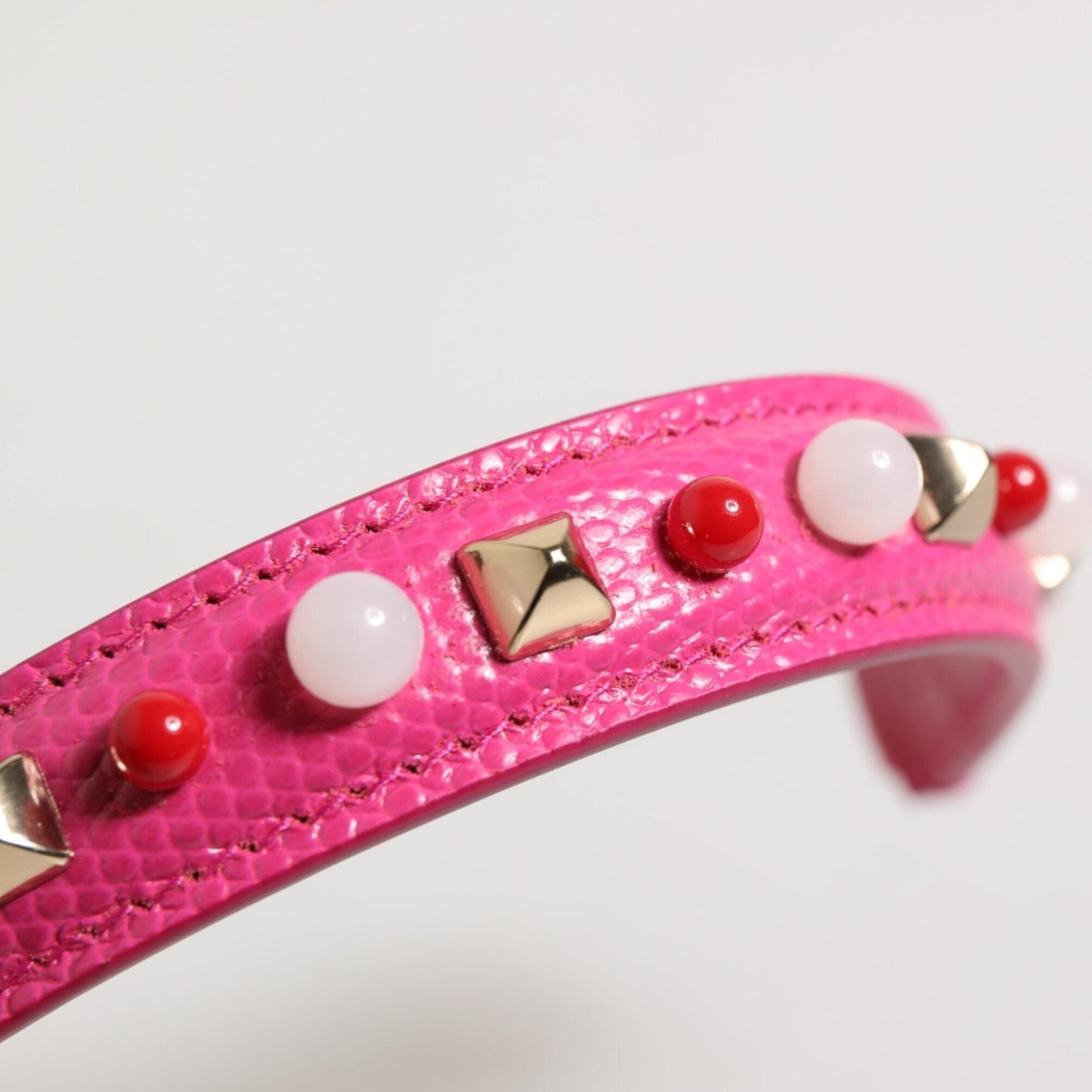 Dolce & Gabbana Pink Embellished Leather Bag Handle Women Shoulder Strap