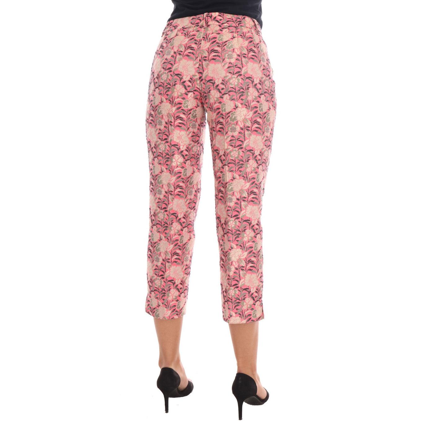 Dolce & Gabbana Pink Floral Brocade Capri Pants