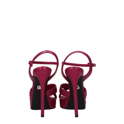 Dolce & Gabbana Pink Leather Platforms