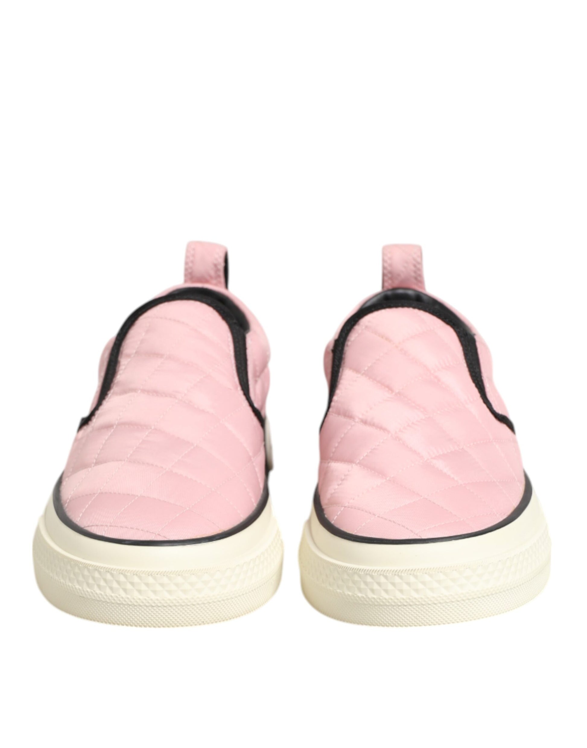 Dolce & Gabbana Pink Quilted Nylon Slip-On Sneakers Shoes