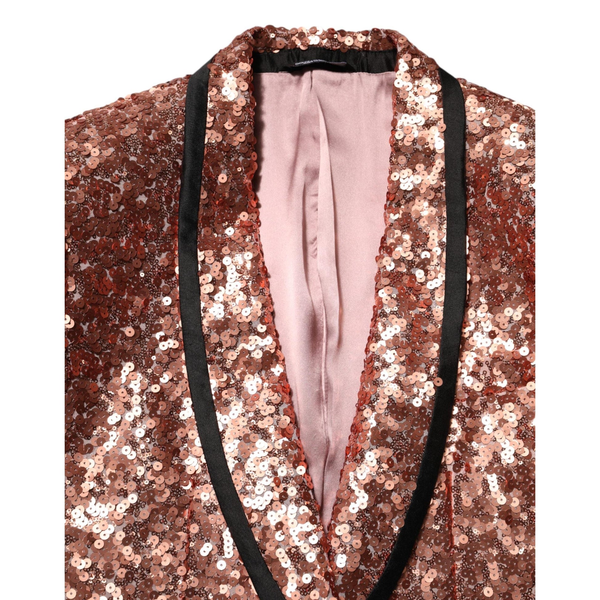 Dolce & Gabbana Pink Sequin SICILIA 1 Button Men Suit Blazer