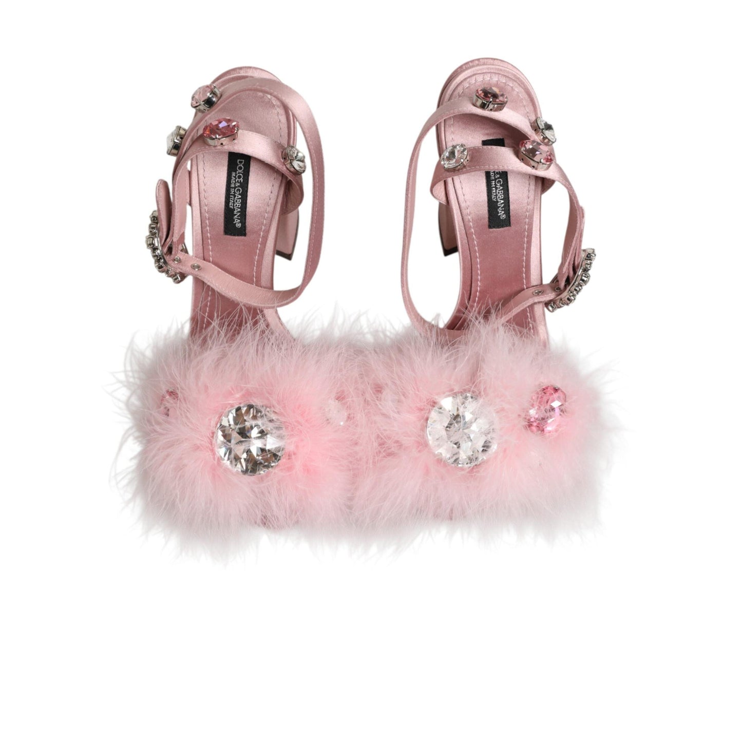 Dolce & Gabbana Pink Sequined Ankle Strap Sandals Shoes