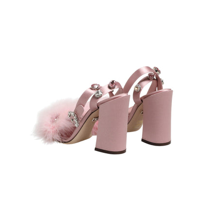 Dolce & Gabbana Pink Sequined Ankle Strap Sandals Shoes