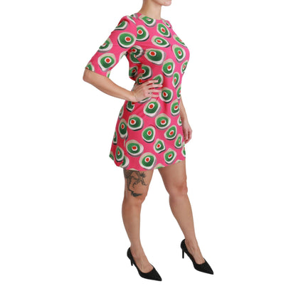 Dolce & Gabbana Pink Silk Cup Cake Shift Stretch Dress