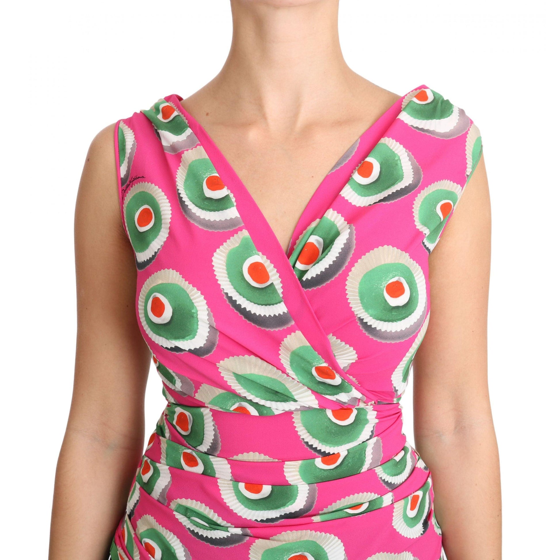 Dolce & Gabbana Pink Silk Stretch Sicilian Cake Top