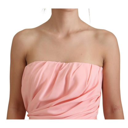Dolce & Gabbana Pink Silk Stretch Strapless Sheath Dress