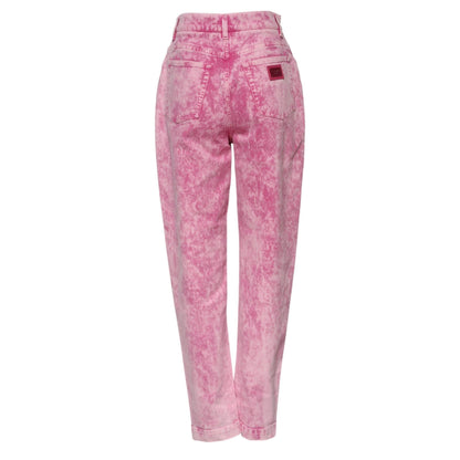 Dolce & Gabbana Pink Tie Dye High Waist Tapered Denim Jeans