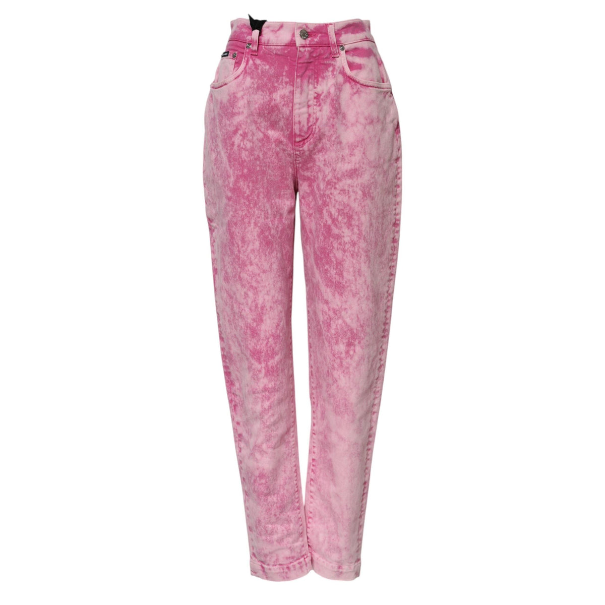 Dolce & Gabbana Pink Tie Dye High Waist Tapered Denim Jeans