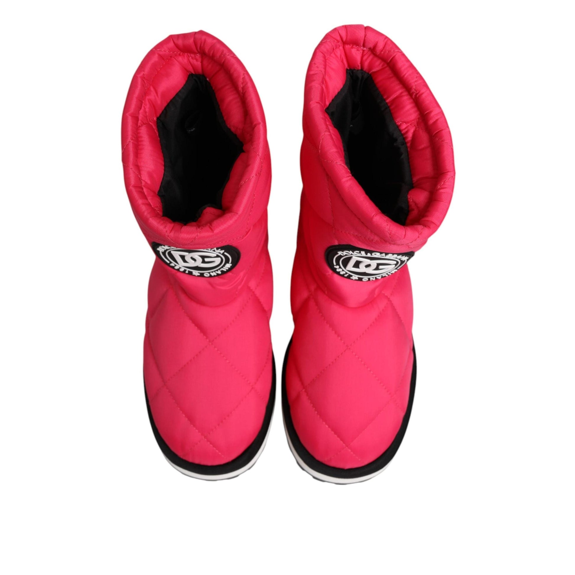 Dolce & Gabbana Pink White Viscose Padded Mid Calf Boots Shoes