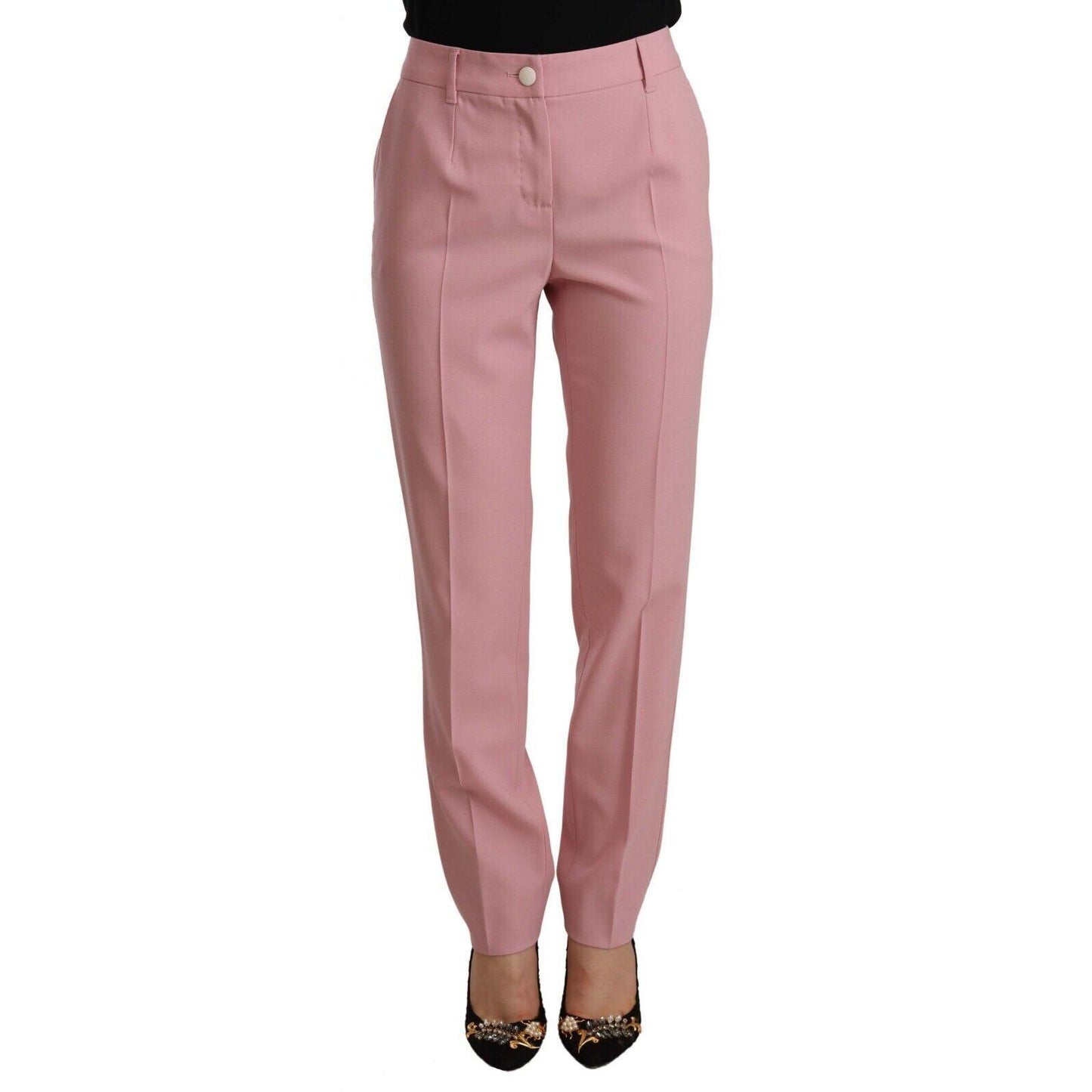 Dolce & Gabbana Pink Wool Stretch High Waist Trouser Pants
