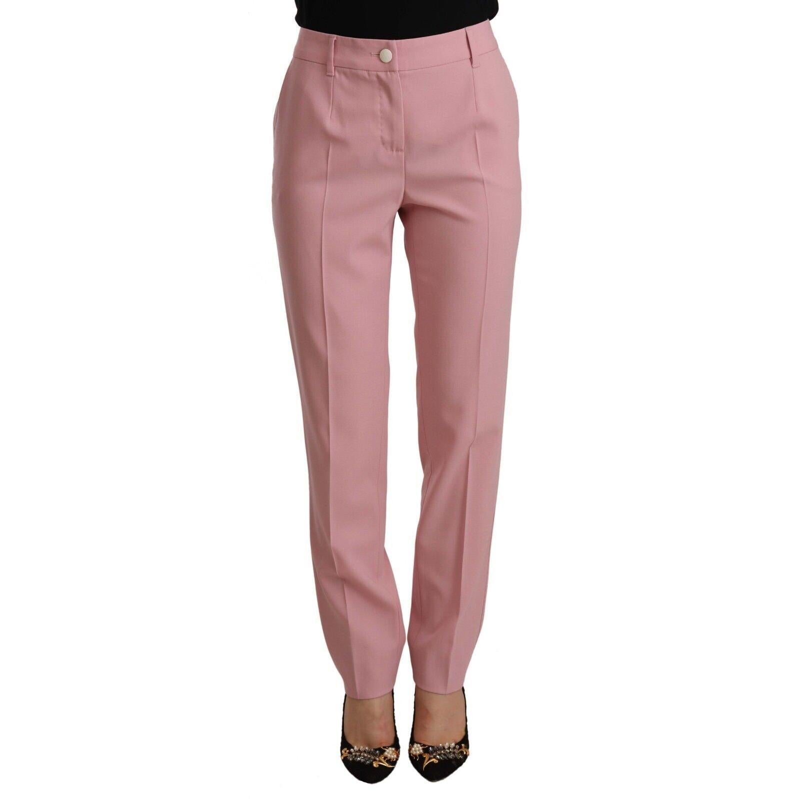 Dolce & Gabbana Pink Wool Stretch High Waist Trouser Pants