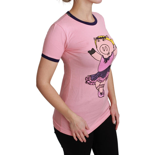 Dolce & Gabbana Pink YEAR OF THE PIG Top Cotton T-shirt