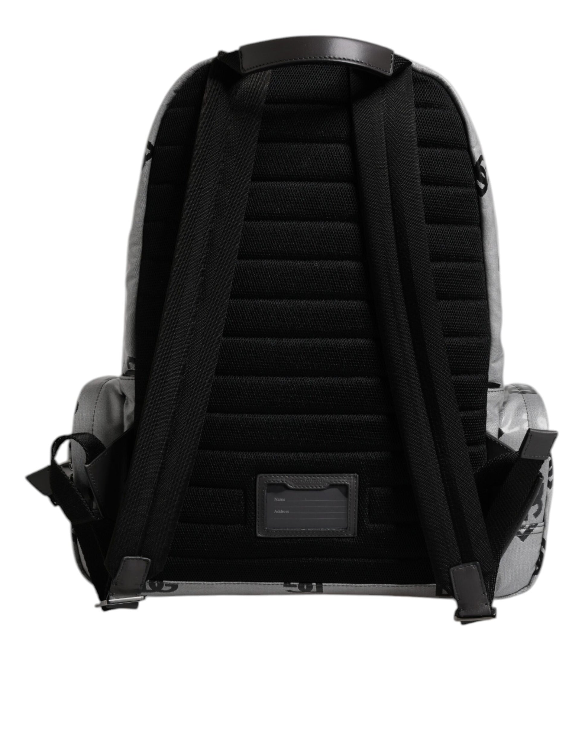 Dolce & Gabbana Polyester Gray Black DG Logo Plaque Backpack Bag