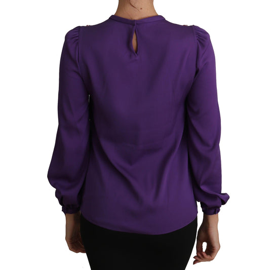 Dolce & Gabbana Purple Blouse Prince Fairy Tale Embellished Top