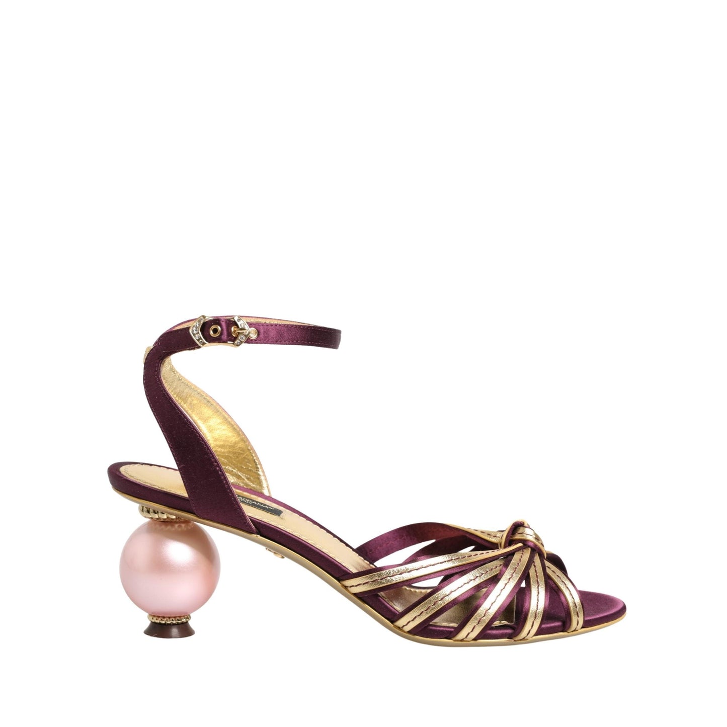 Dolce & Gabbana Purple Gold Keira Pearl Heels Sandals Shoes