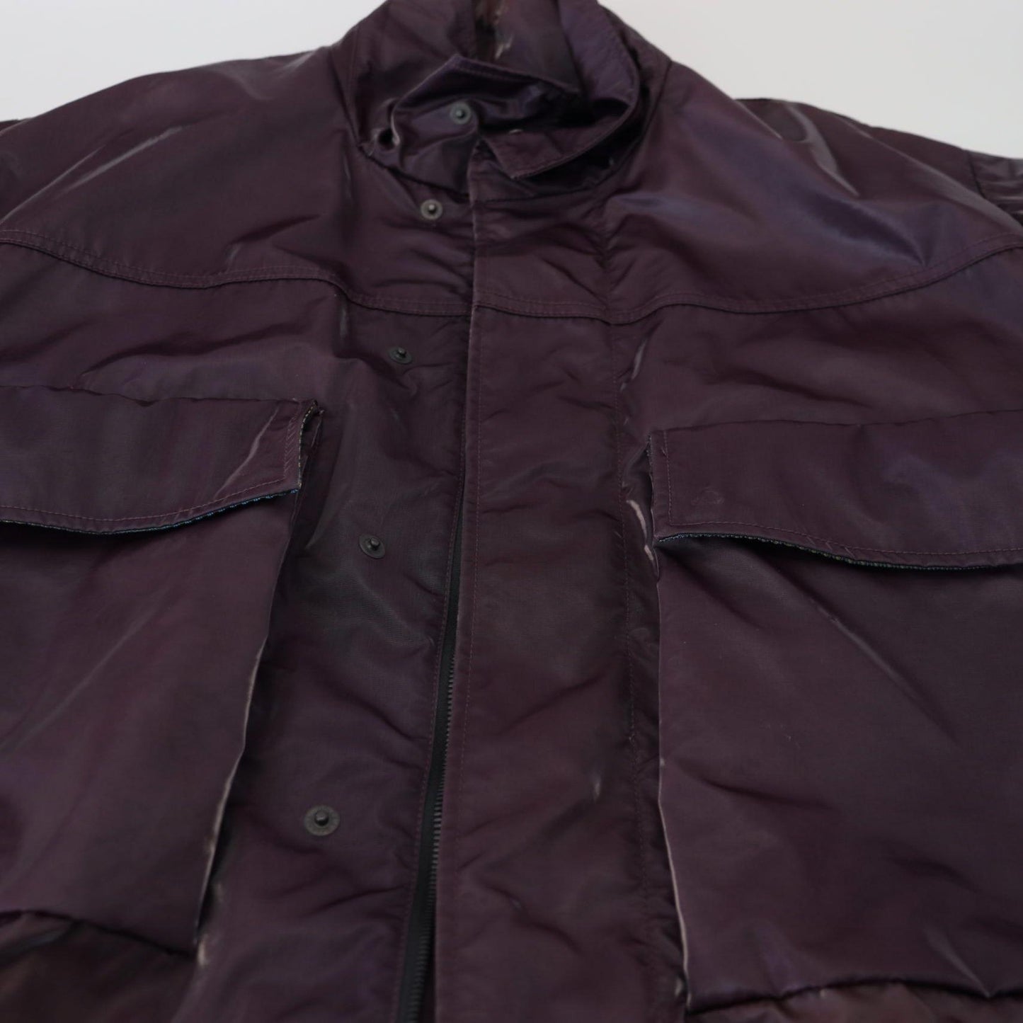 Dolce & Gabbana Purple Nylon Collared Biker Coat Jacket