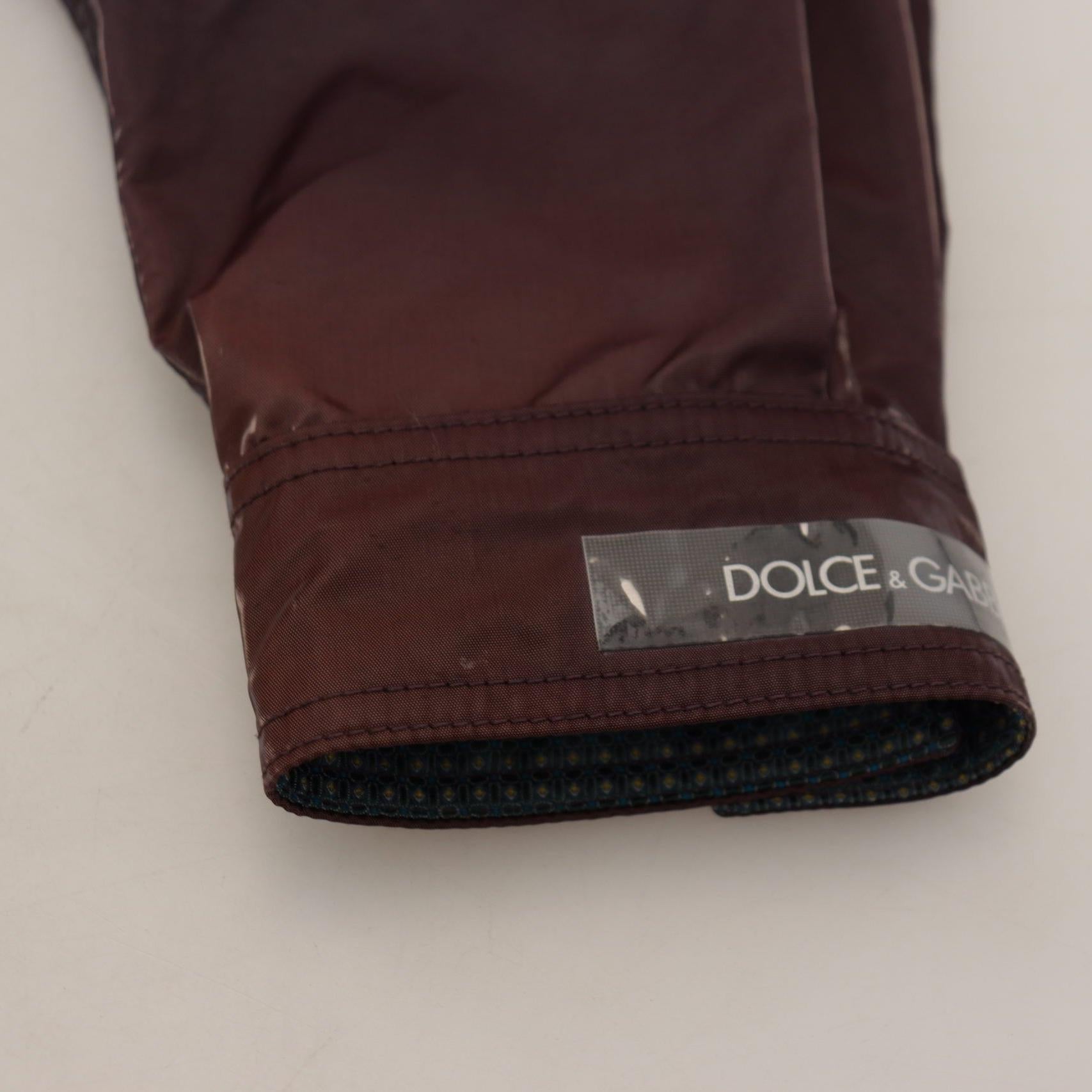 Dolce & Gabbana Purple Nylon Collared Biker Coat Jacket