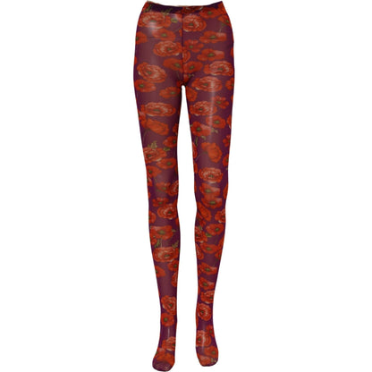 Dolce & Gabbana Purple Nylon Floral Print Tights Stockings Socks