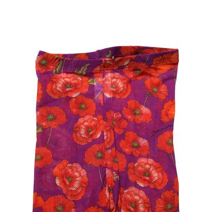 Dolce & Gabbana Purple Nylon Floral Print Tights Stockings Socks
