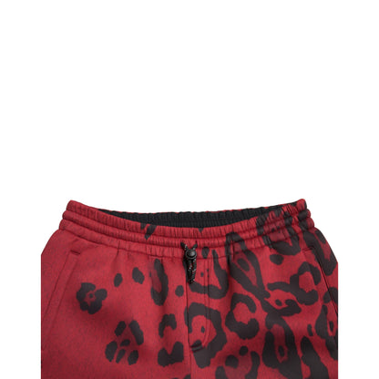 Dolce & Gabbana Red Black Leopard Stretch Jogger Pants