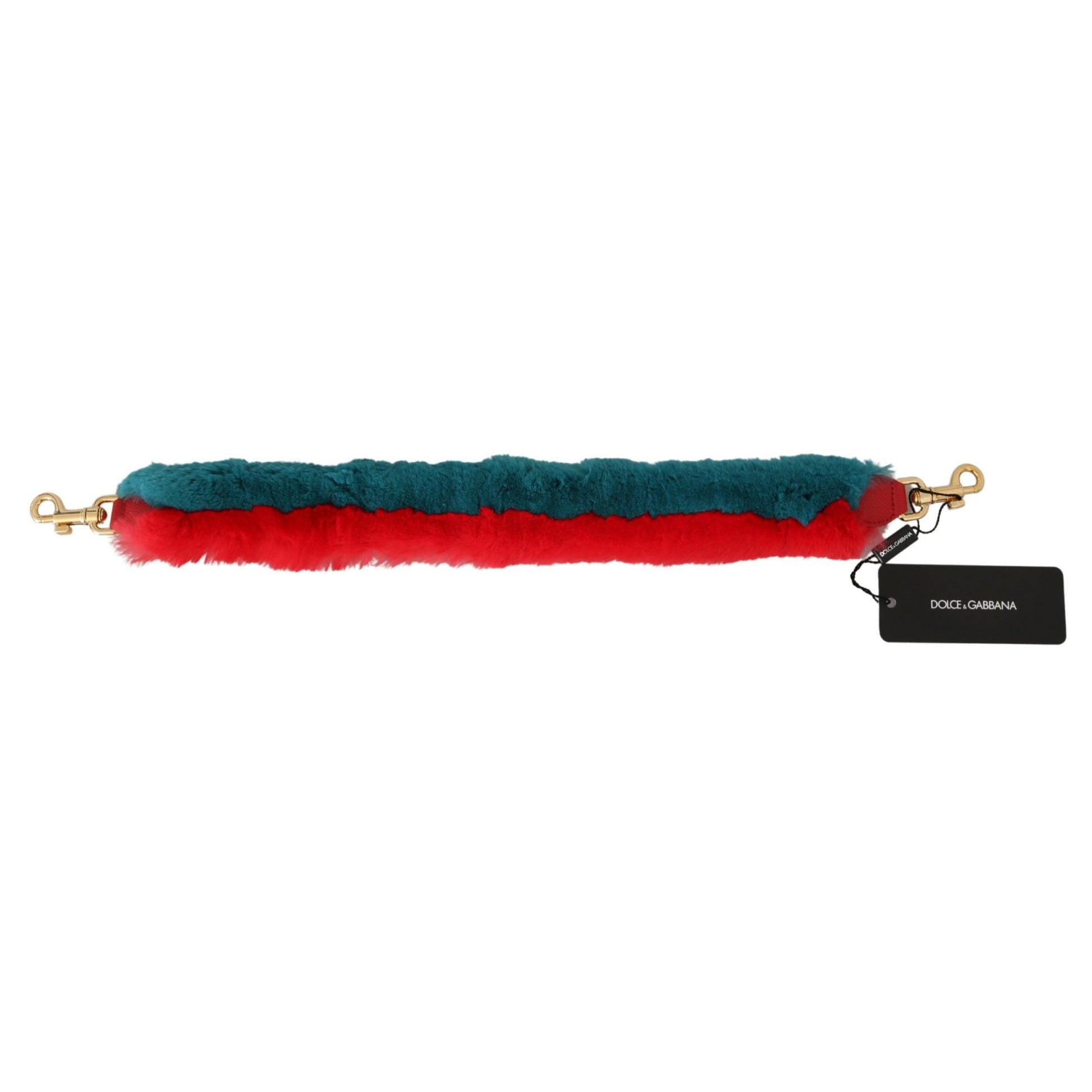 Dolce & Gabbana Red Blue Rabbit Fur Leather Shoulder Strap