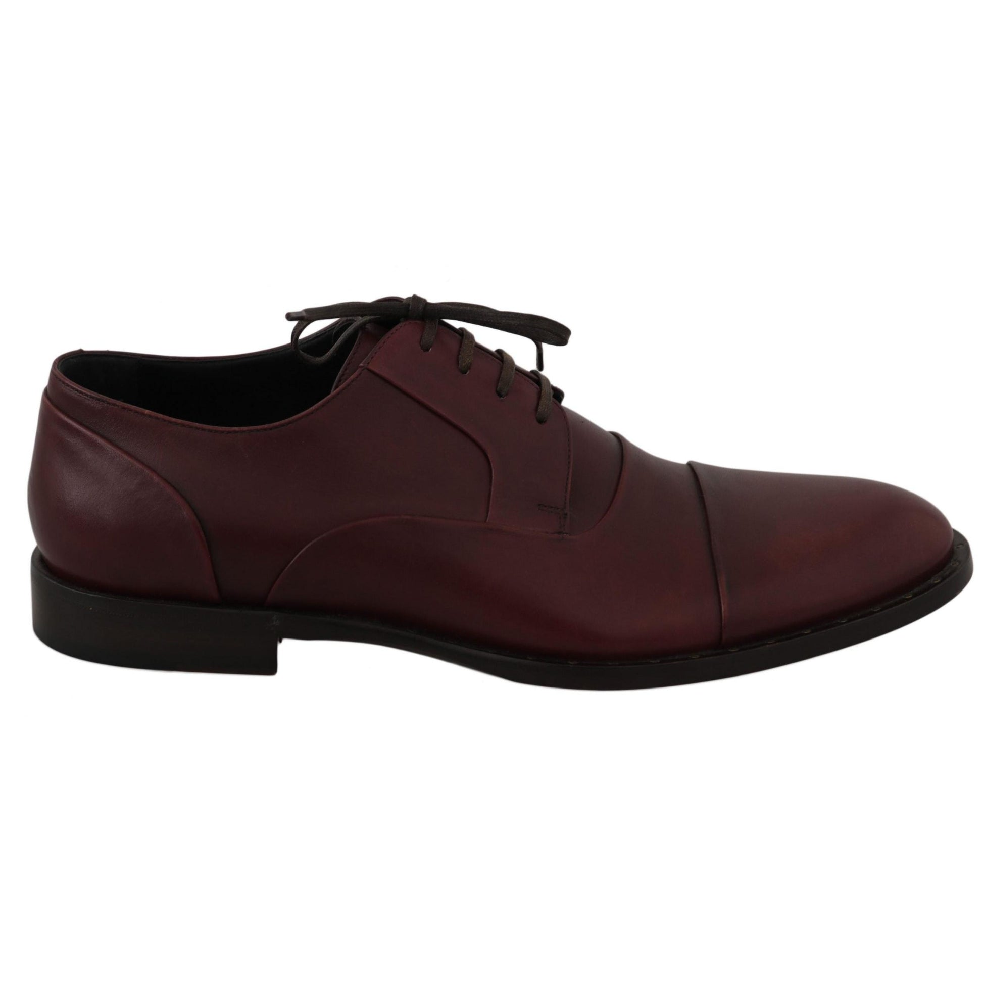 Dolce & Gabbana Red Bordeaux Leather Derby Formal Shoes