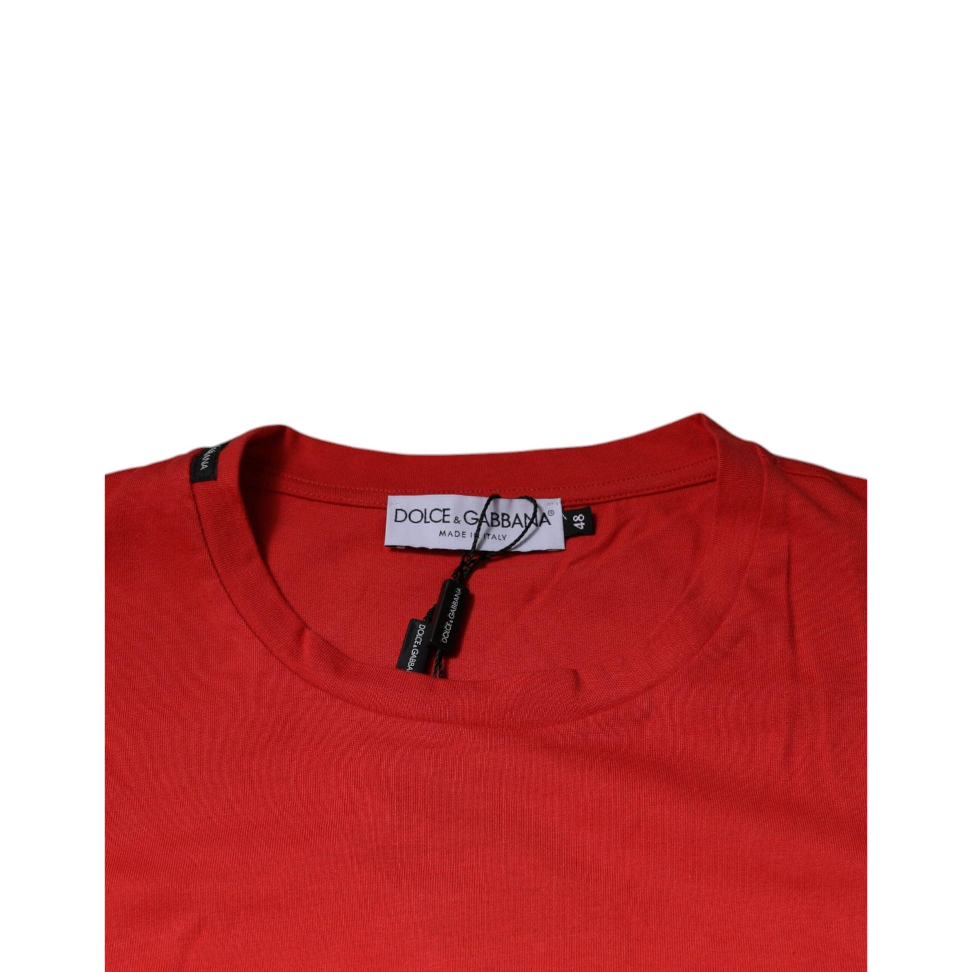 Dolce & Gabbana Red DG Logo Cotton Crew Neck T-shirt