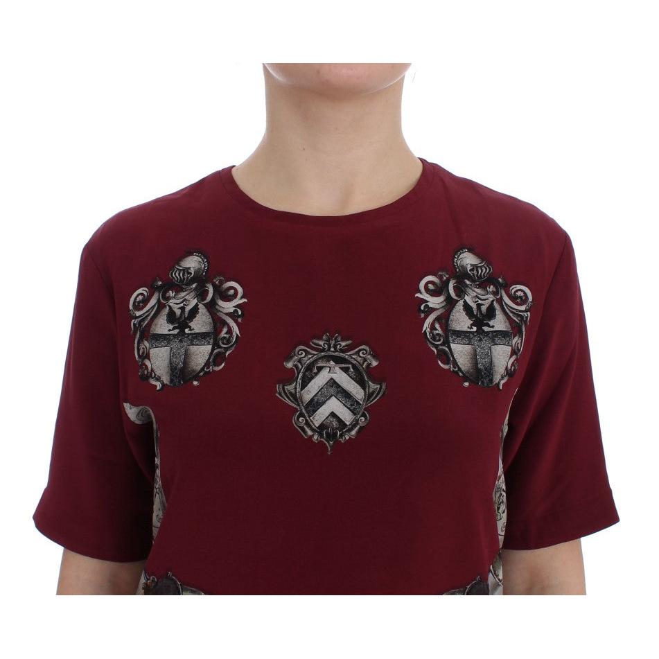 Dolce & Gabbana Red Knight Print Silk Blouse T-shirt