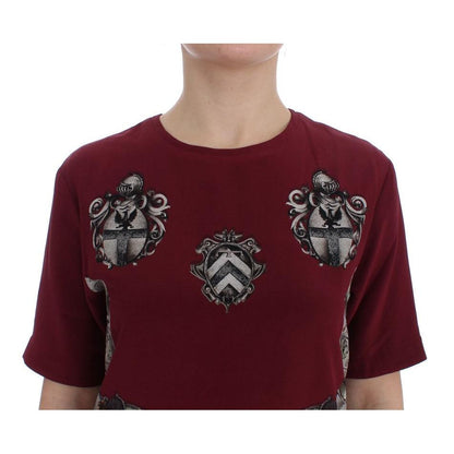 Dolce & Gabbana Red Knight Print Silk Blouse T-shirt