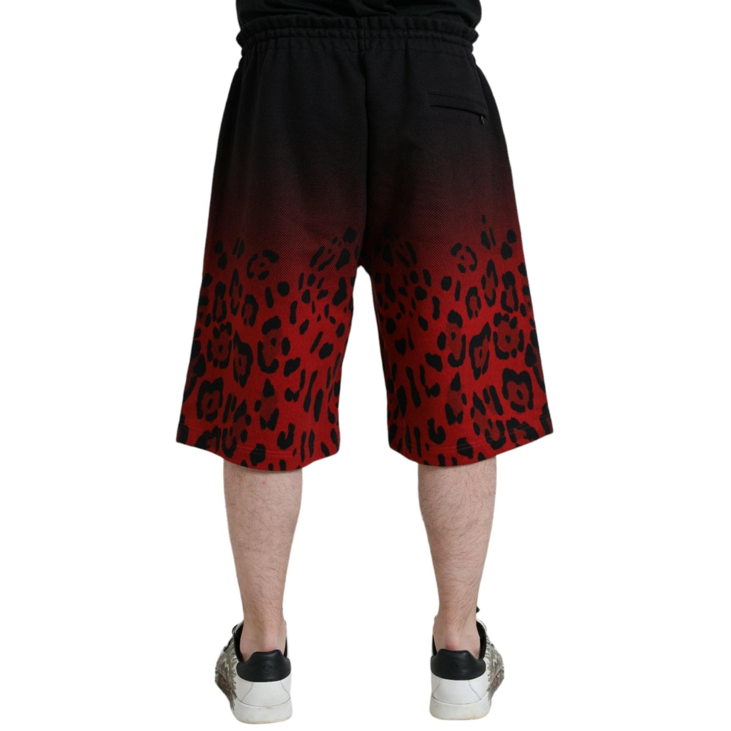 Dolce & Gabbana Red Leopard Print Cotton Bermuda Shorts